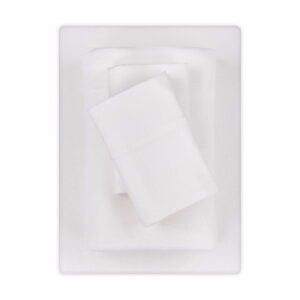 Mainstays Cotton Rich Extra Soft Jersey Bed Sheet Set, Queen, Arctic White, 4 Pieces