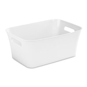 Mainstays Medium White Plastic Storage Bin, 13.8 in x 9.5 in x 5.8 in