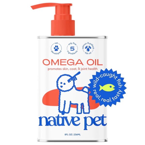 Native Pet Omega 3 Fish Oil for Dogs for Skin and Coat Health with Wild Alaskan Salmon Oil, 8oz