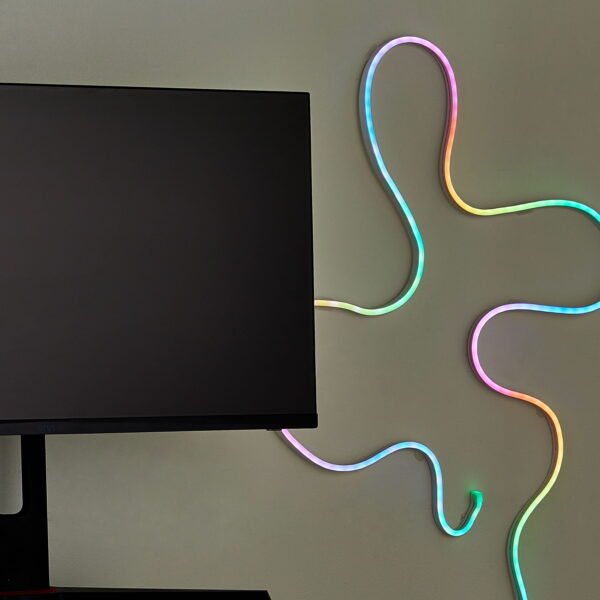 onn RGBIC Multicolor LED Neon Flex Rope Light, 6.6ft, USB Powered, Sound Reactive, Flexible Design with Remote