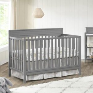 Oxford Baby Harper 4-in-1 Convertible Crib, Dove Gray, GREENGUARD Gold Certified, Wooden Crib
