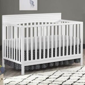 Oxford Baby Harper 4-in-1 Convertible Crib, Snow White, GREENGUARD Gold Certified, Wooden Crib