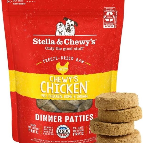 Stella & Chewy's Freeze-Dried Raw Dinner Patties for Dogs - Chewy's Chicken Recipe - 5.5 Ounce Bag
