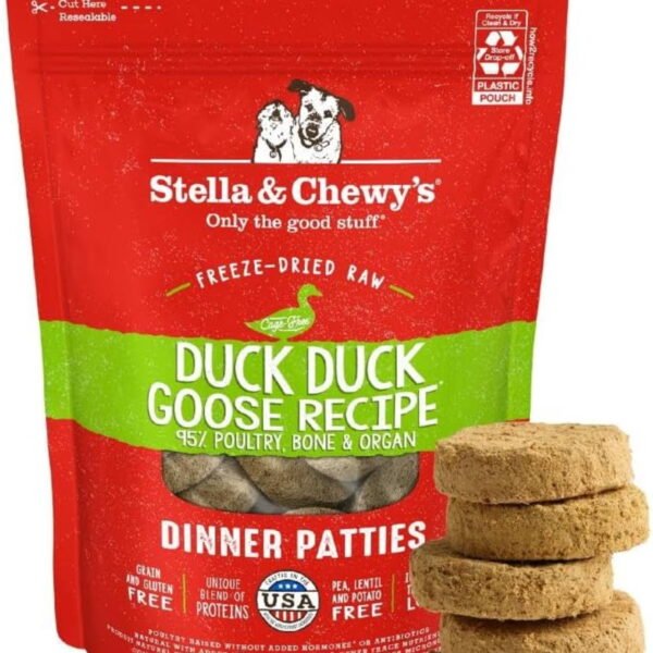 Stella & Chewy's Freeze-Dried Raw Dinner Patties for Dogs - Duck Duck Goose Recipe - 5.5 Ounce Bag