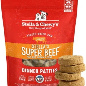 Stella & Chewy's Freeze-Dried Raw Dinner Patties for Dogs - Stella's Super Beef Recipe - 25 Ounce Bag